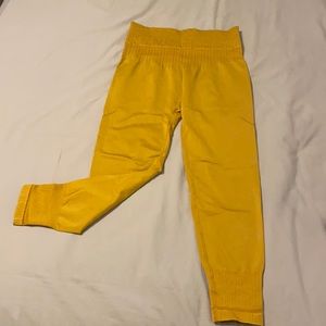 Mustard yellow workout leggings.